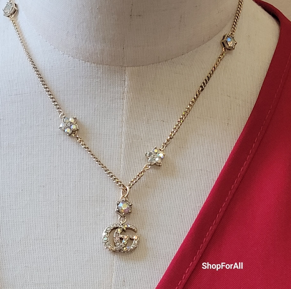 Gucci Gold Necklace with Crystal Details - Picture 9 of 12